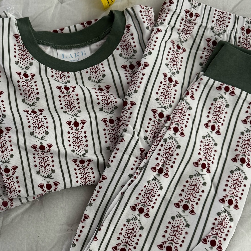 Kids Pajamas - Green and Red Floral